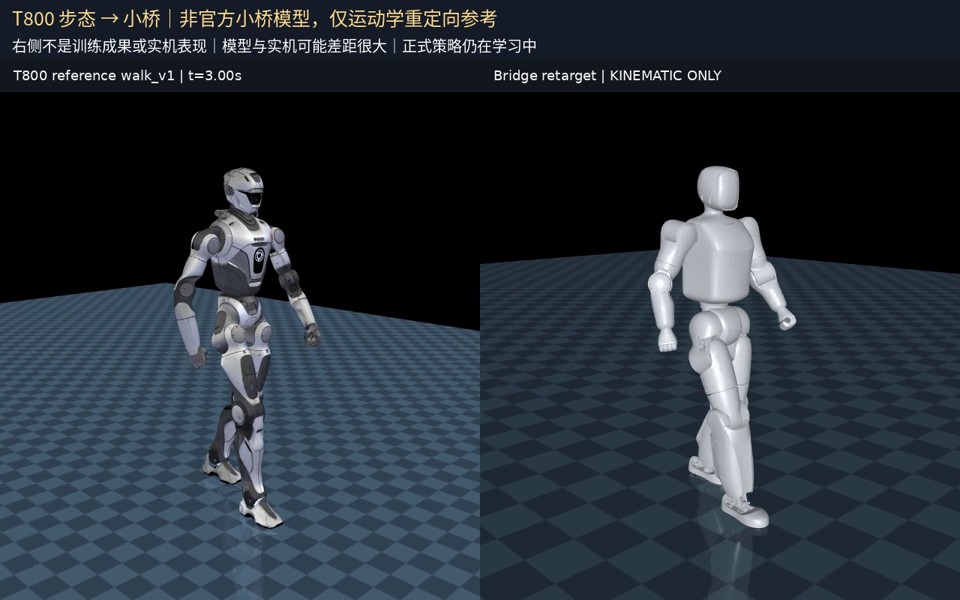 小桥 T800 步态：仅运动学参考
